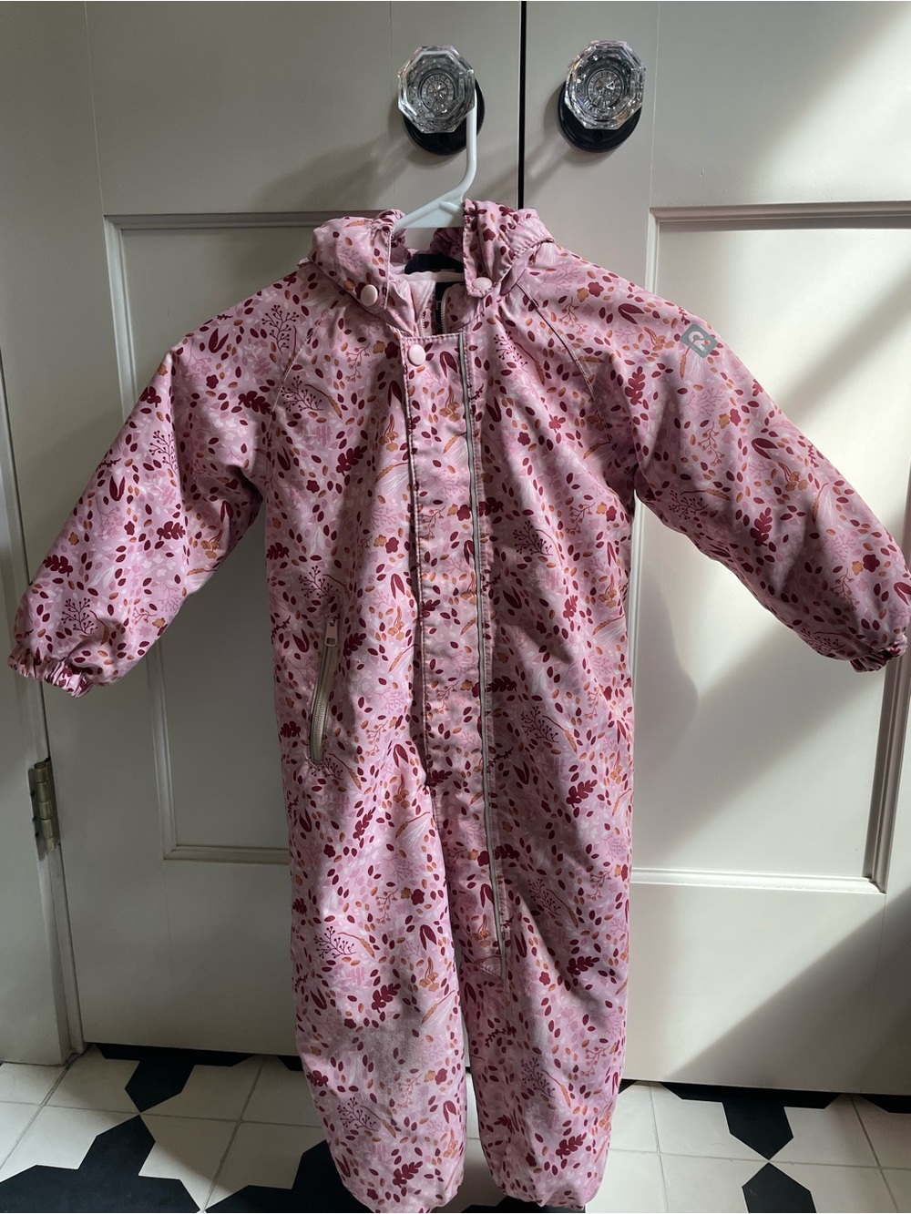 Kids Reima Puhuri Pink Floral Hooded Snowsuit One-Piece